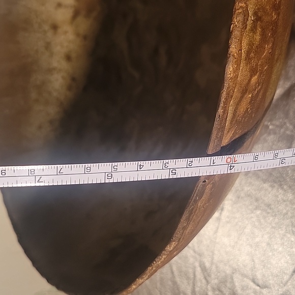 LARGE 15" Vintage Primitive Hand Hammered Metal Rolled Flattened Edge Bowl - Picture 6 of 7